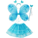 Girl Fairy Costume Butterfly Wings Wand Headband Skirt Set