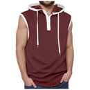 Mens Sleeveless Hoodie Slim Fit Cotton Fitness Sports Tank Top