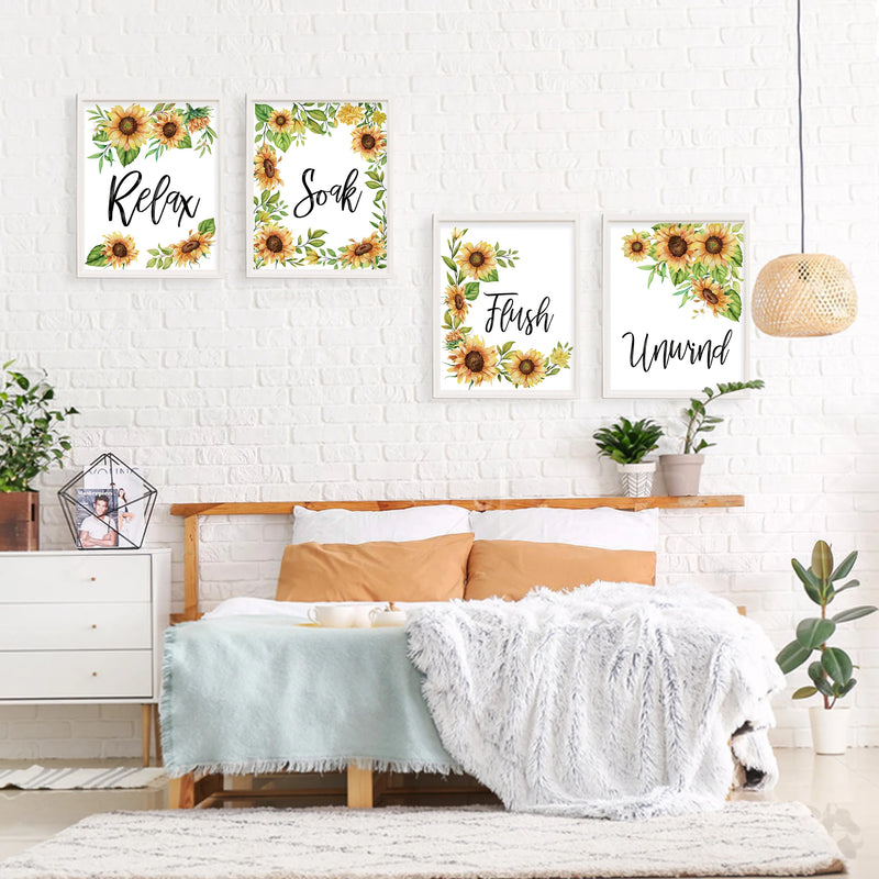 Bathroom Poster Sunflower Wall Art Decorative Mirror Hanging