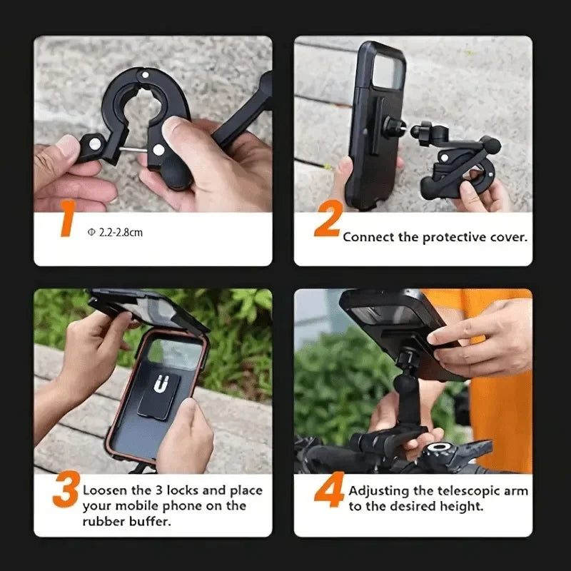 Waterproof Motorcycle Phone Holder Magnetic Cycling Bag 360 Swivel Stand