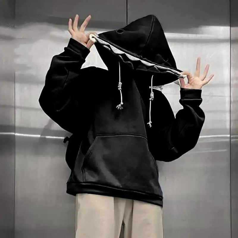 Shark Sweatshirt Blue Hooded Long Sleeve Cartoon Animal Pullover