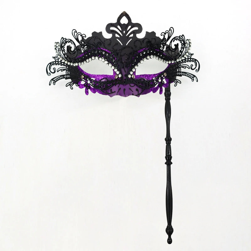 Venetian Masquerade Mask With Holding Stick For Womens Party