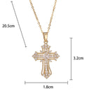 Zircon Cross Necklace Stainless Steel Pendant Shiny Hip Hop Jewelry