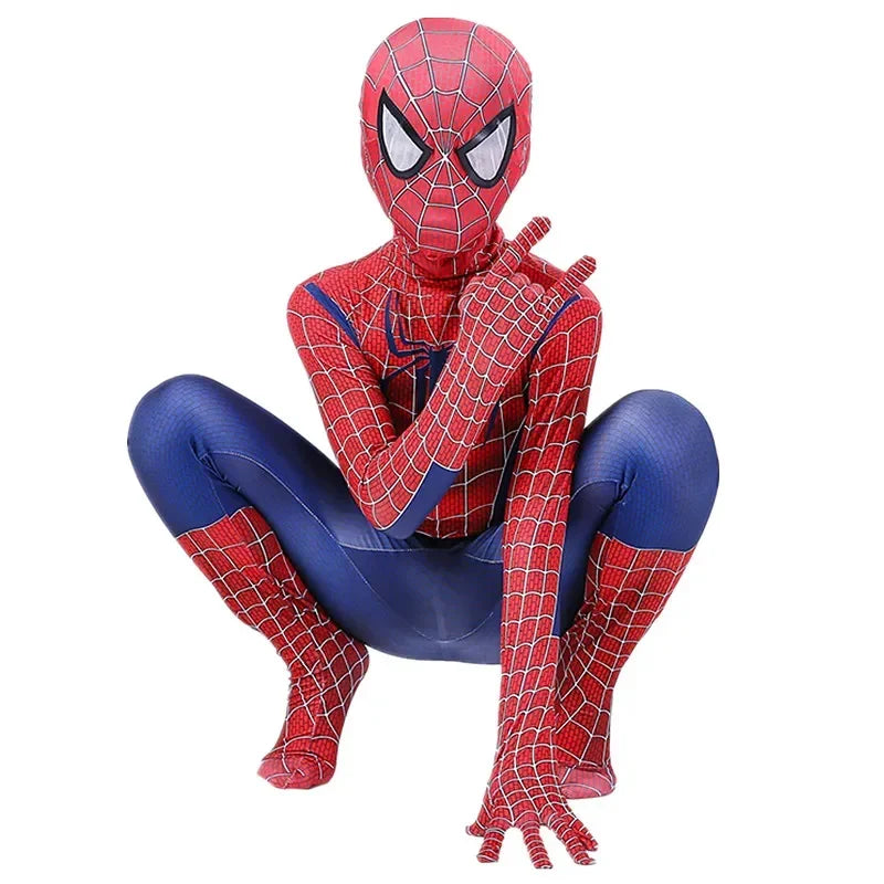 Kids Spider Superhero Costume Spandex Jumpsuit Halloween Party Set