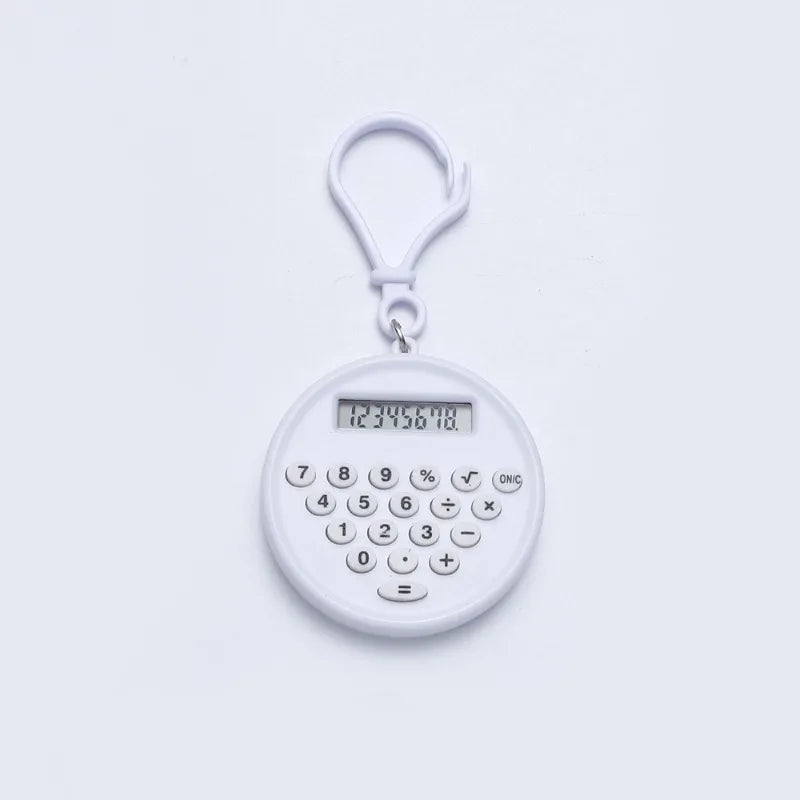 Mini Calculator Pendant Small Round Silent Button Portable Keychain