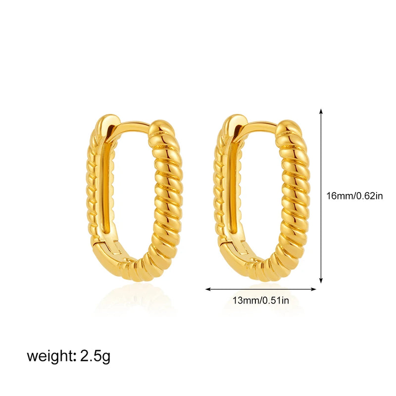 Twisted Circle Hoop Earrings Gold Plated Double Geometric Mini Hoops