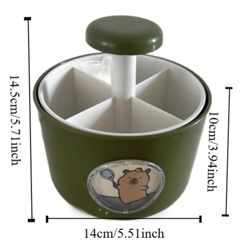 Capybara Pen Holder Rotating 4 Grid Large Capacity Desktop Organizer