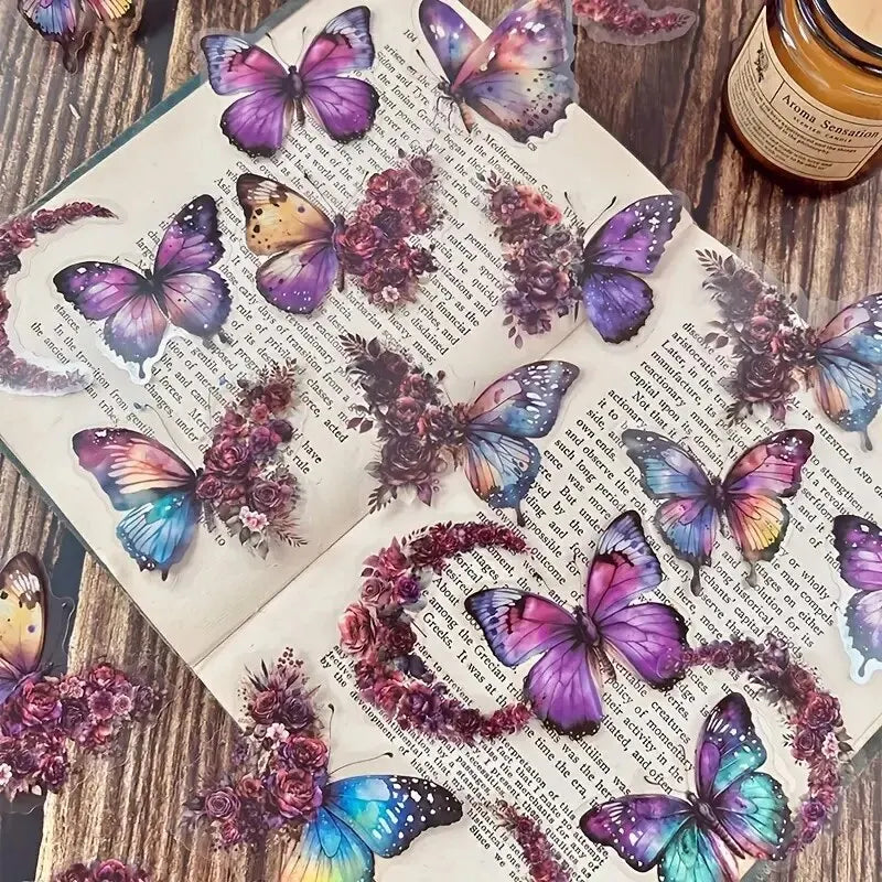 Vintage Butterfly Stickers 30pcs DIY Decorative Scrapbook Journal Labels