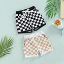 Lioraitiin Baby Boys Shorts Toddler Elastic Plaid Printed Pant