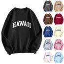 Hawaii Print Women Hoodies Oversized Vintage Round Neck Sweatshirt