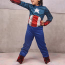 Captain America Kids Cosplay Costume Jumpsuit Mask Superhero Role Play