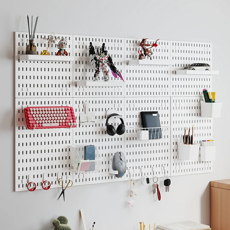Pegboard Wall Organizer Kit Modular Panels No-Punch Installation Craft Storage