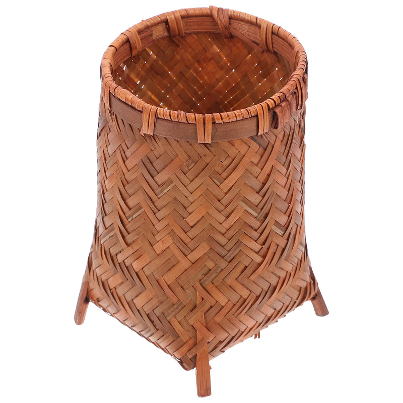 Wooden Pen Holder Bamboo Desk Organizer Brown Desktop Container