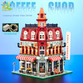 HUIQIBAO Micro Building Blocks City Corner Coffee Shop Architecture Set