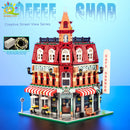 HUIQIBAO Micro Building Blocks City Corner Coffee Shop Architecture Set