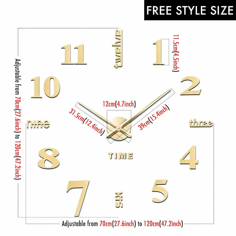 MCDFL Luxury 3D Wall Clock For Living Room Kitchen Bedroom Decor