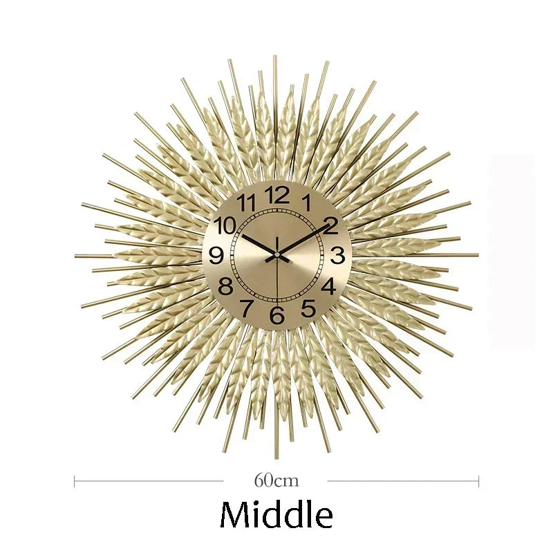 Wheat Ears Wall Clock Living Room Decor Symbolizing Prosperity Unity