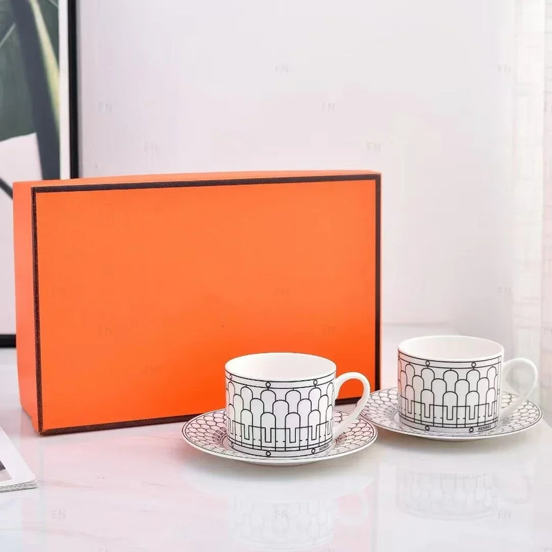 European Ceramic Coffee Cup Set With Plates And Gift Box