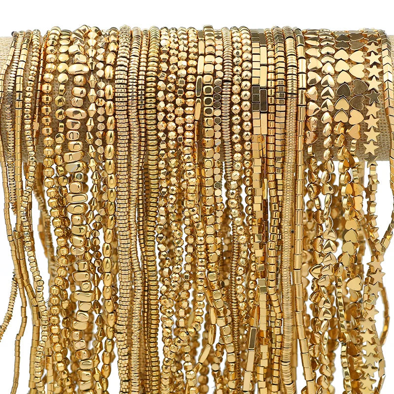 Gold Plated Hematite Beads Star Heart Shapes Loose Jewelry Beads