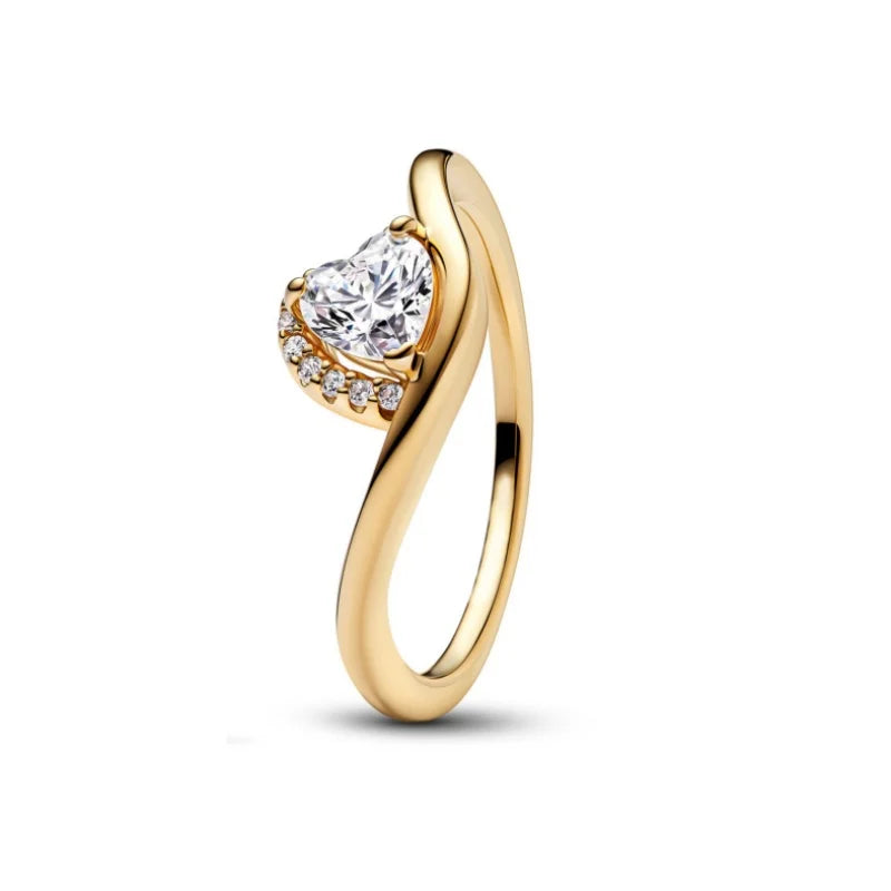 Disney Pink Bow Heart Ring Sparkling Double Heart Design For Women