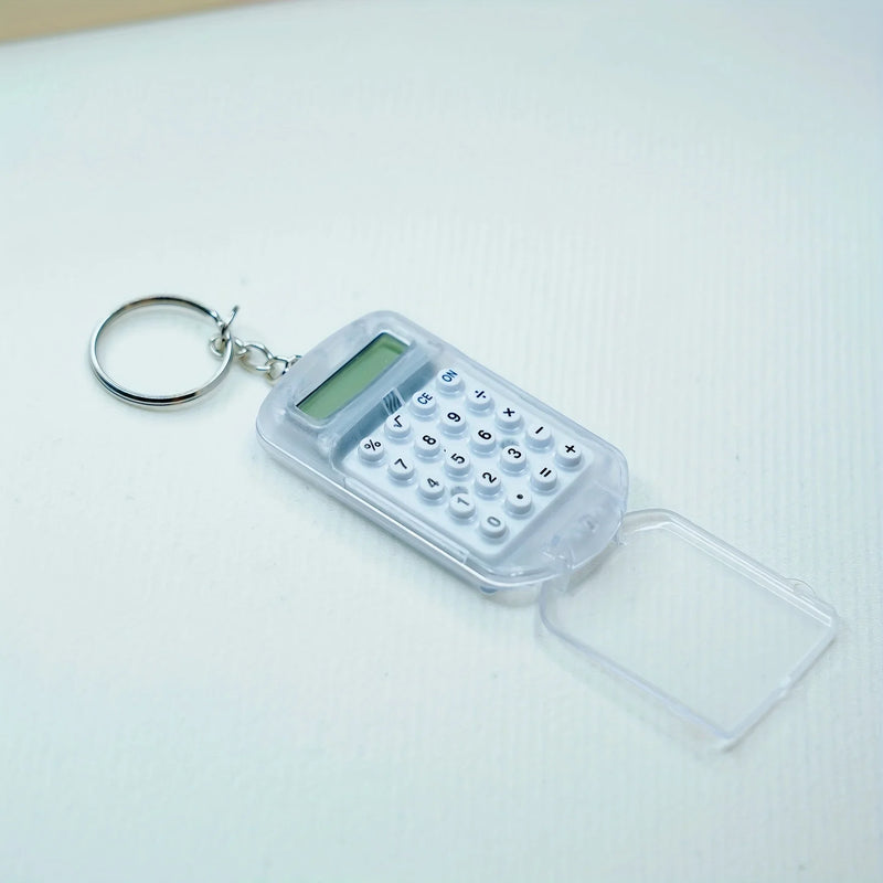 Mini Transparent Calculator Portable Flip Keychain Compact For Students