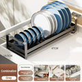 Pull Out Cabinet Shelf Stainless Steel Plate And Bowl Rack Organizer