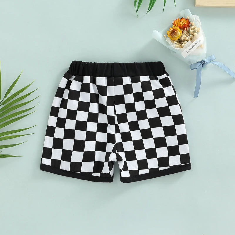 Lioraitiin Baby Boys Shorts Toddler Elastic Plaid Printed Pant