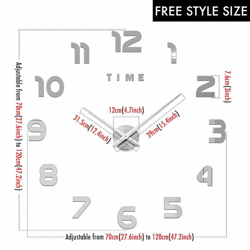 MCDFL Luxury 3D Wall Clock For Living Room Kitchen Bedroom Decor