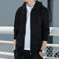 Men's Casual Hooded Sweatshirt Loose Zip Up Sport Jacket Solid Color