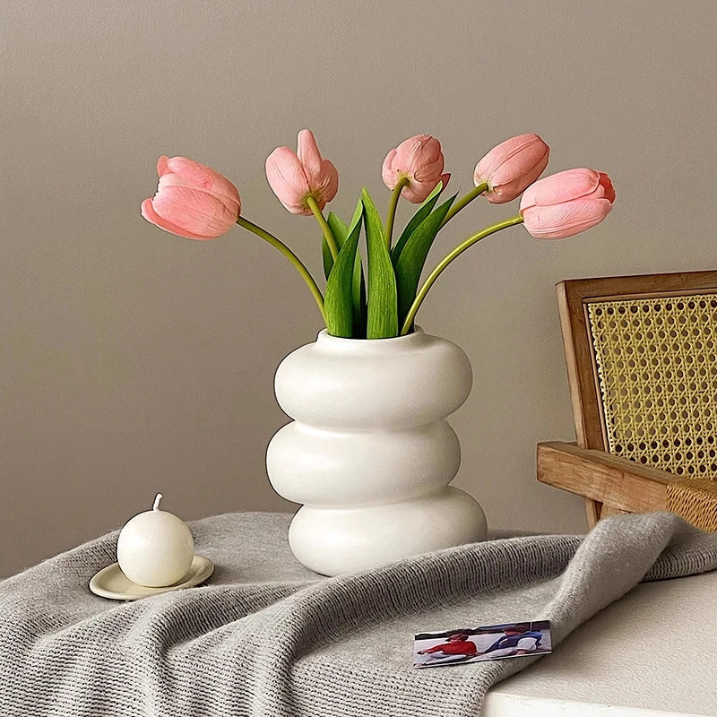 Nordic Plastic Flower Vase Decorative Ceramic Style Plant Pot