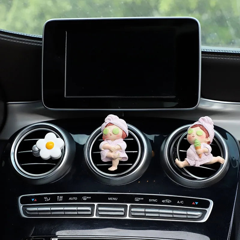 Car Vent Aromatherapy Clip Cute Cartoon Ice Cream Girl Design