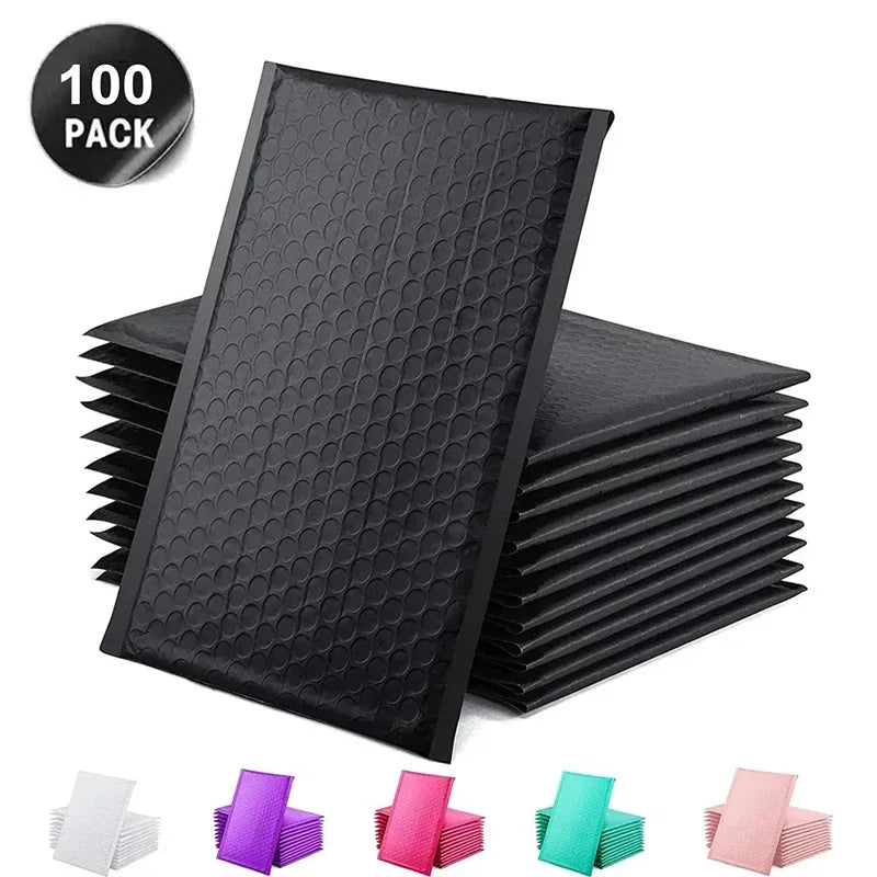 100 Pcs Black Green Bubble Mailers Self Seal Padded Envelopes