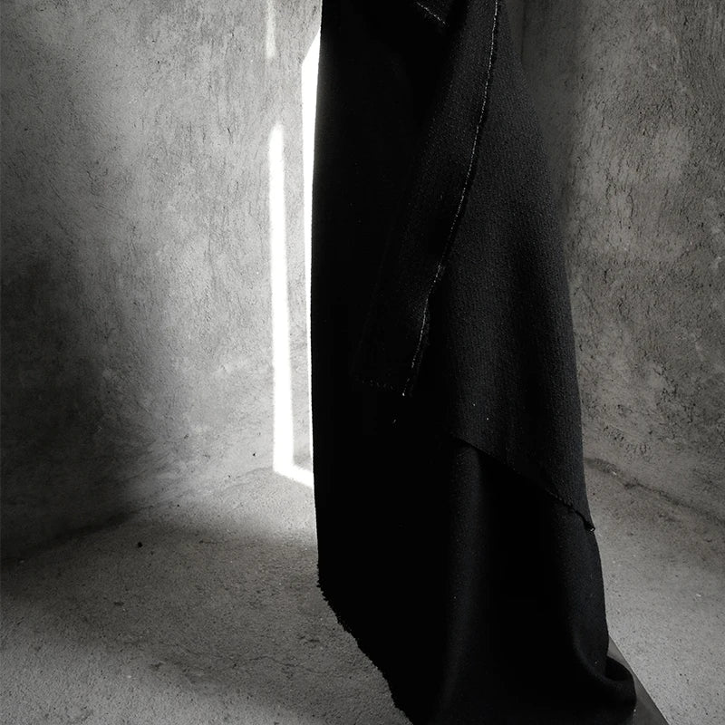 Black Tweed Fabric Thick Wool Texture For Coat Dress Sewing