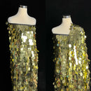 1yard 4cm Golden Sequin Fabric Oval Shape For Ceremonial Dress