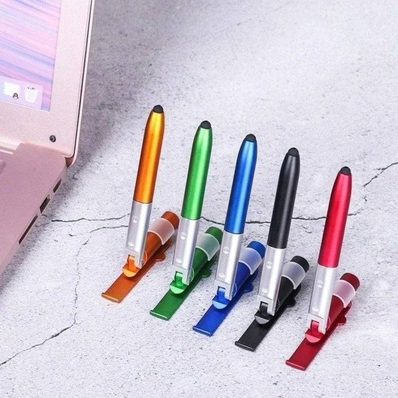Multifunction Ballpoint Pen With LED Light Foldable Phone Holder
