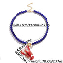 Lobster Bead Necklace Handmade Crystal Enamel Pendant Beach Accessory