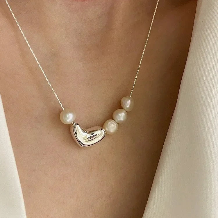 Women's Pearl Necklace Gold Beads Double Layer Chain Choker