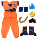 Goku Cosplay Costume Full Set Vest Belt Wristbands For Kids Adults
