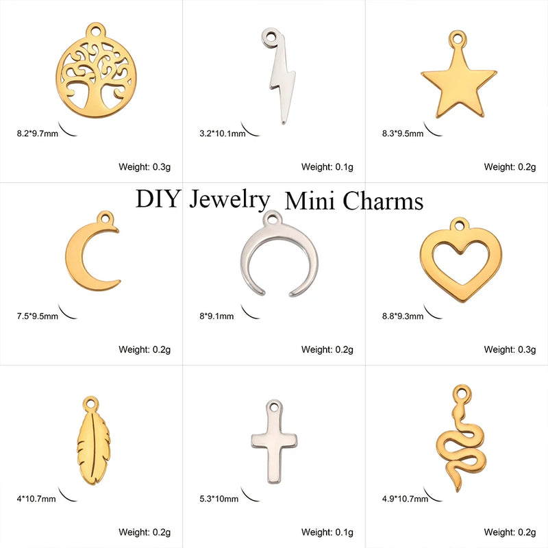 5pcs Stainless Steel Tree Of Life Charms For Jewelry Crafting