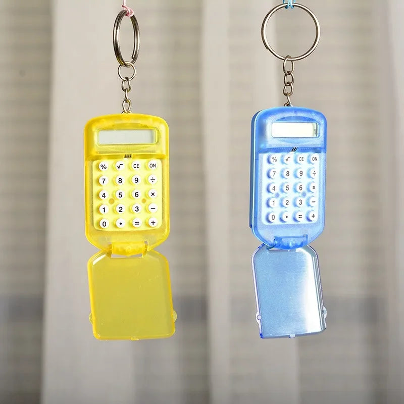Mini Transparent Calculator Portable Flip Keychain Compact For Students