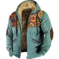 Winter Men’s Hooded Zipper Hoodie Jacket Vintage Lamb Wool Fleece Lined