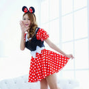 Minnie Mouse Dress Costume Women Summer Cartoon Outfit With Headband Set