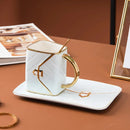Ceramic Coffee Cup And Saucer Set With Creative Bag Shape Tray