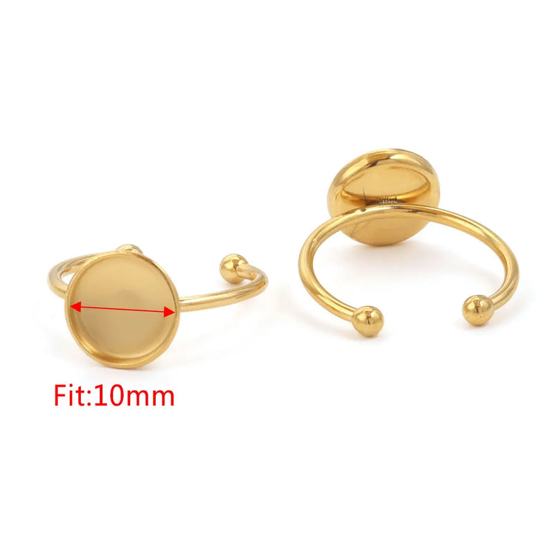 10pcs Adjustable Stainless Steel Ring Settings Blank Base For Jewelry