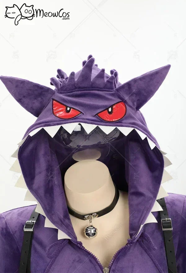 Meowcos Women Cosplay Bodysuit Purple Ghost Romper With Hood Tail