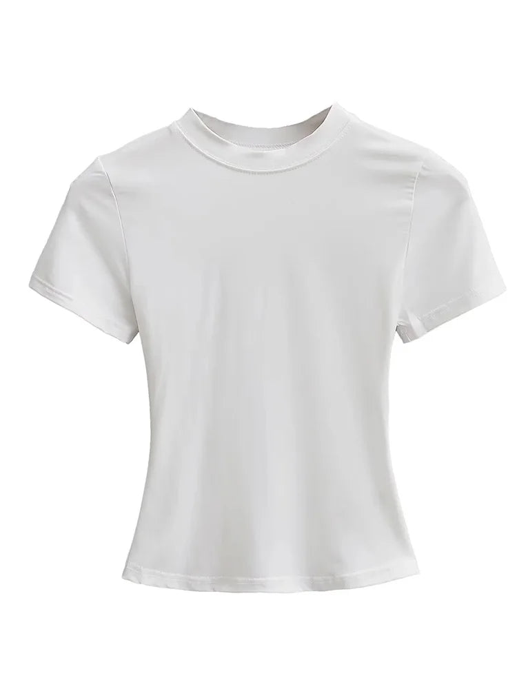Women's Slim Fit Casual T Shirt Short Sleeve Solid Trendy Top