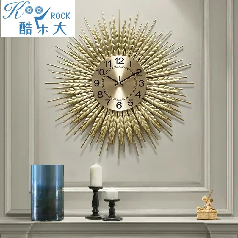 Wheat Ears Wall Clock Living Room Decor Symbolizing Prosperity Unity