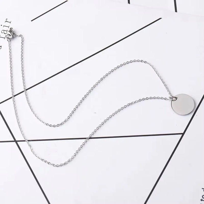 Stainless Steel Pendant Necklace Mirror Polished Disc Pendant 45-60cm 10 Pcs