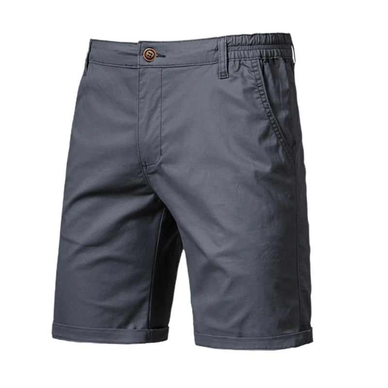 Men's Cotton Shorts Solid Color Elastic Waist Casual Business Pants