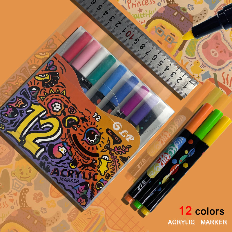 12-36 Colors Acrylic Paint Markers Pen 1-2mm Water Resistant